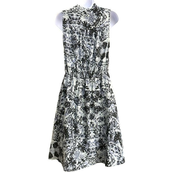 Rebecca Taylor Women's Blue Floral Printed Sleeveless 100% Silk Dress Size 4 - Picture 4 of 6